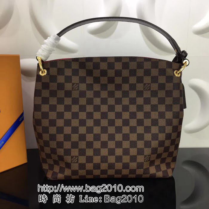路易威登LV頂級原單 M43701 啡格配紅裏 購物包 YDH1370